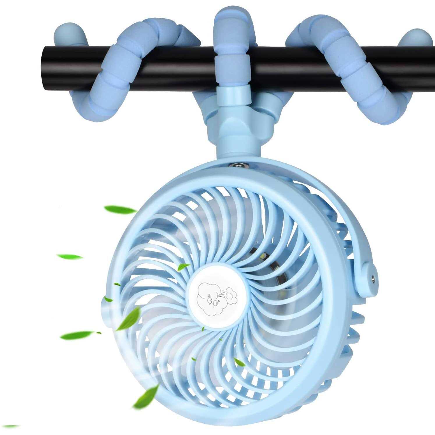 Tdone Stroller Fan Mini Portable Fan USB Personal Fan Long Working Handheld Fan 12pcs LED Camping Fan Operated Fan Clip