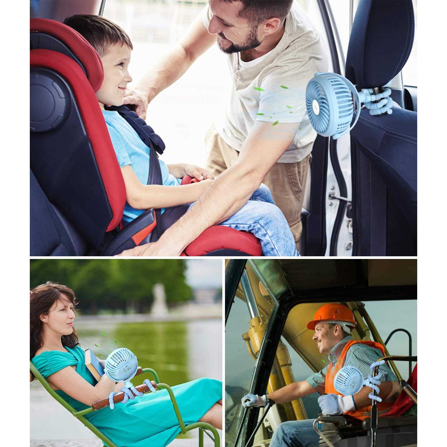 Tdone Stroller Fan Mini Portable Fan USB Personal Fan Long Working Handheld Fan 12pcs LED Camping Fan Operated Fan Clip - Image 2