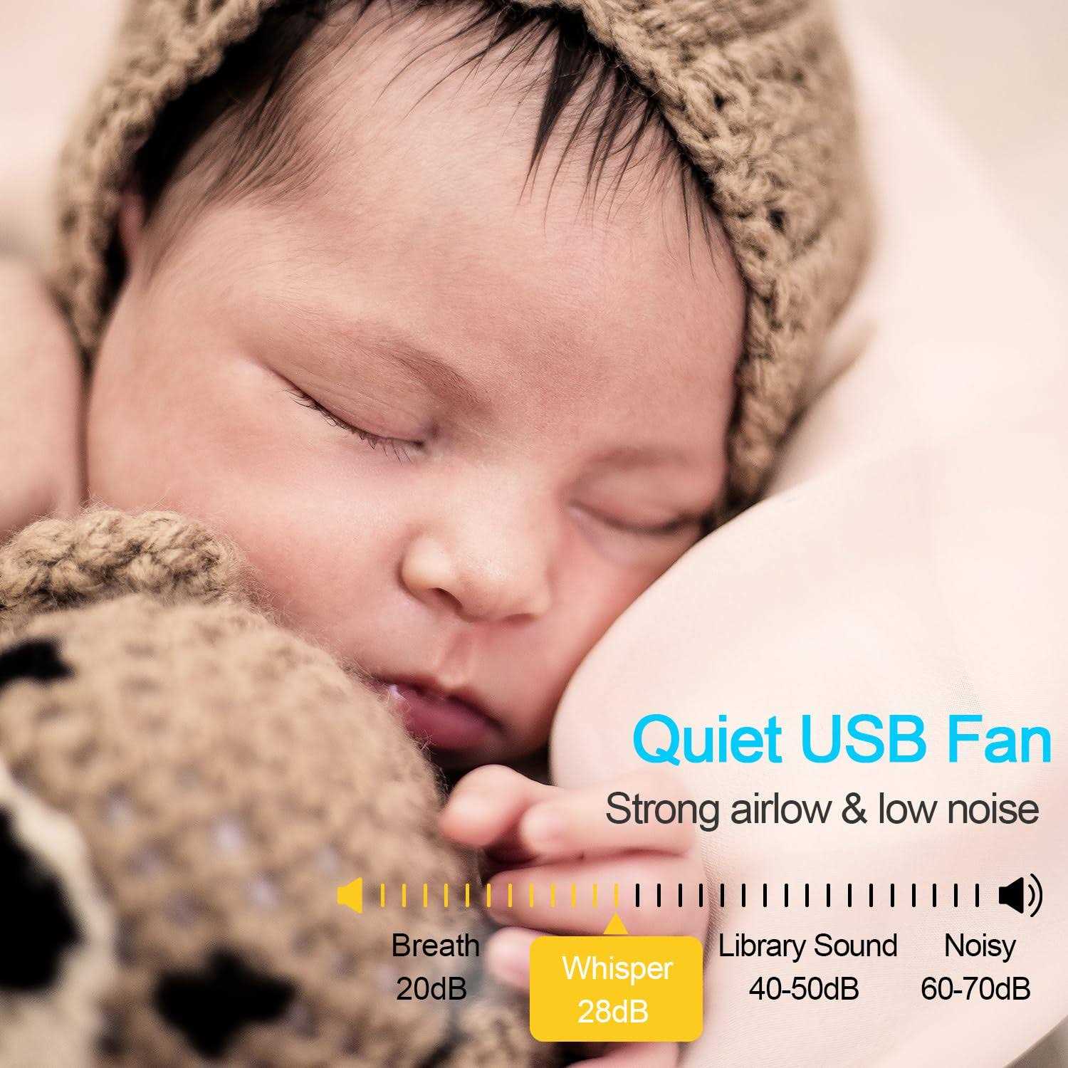 Tdone Stroller Fan Mini Portable Fan USB Personal Fan Long Working Handheld Fan 12pcs LED Camping Fan Operated Fan Clip - Image 5