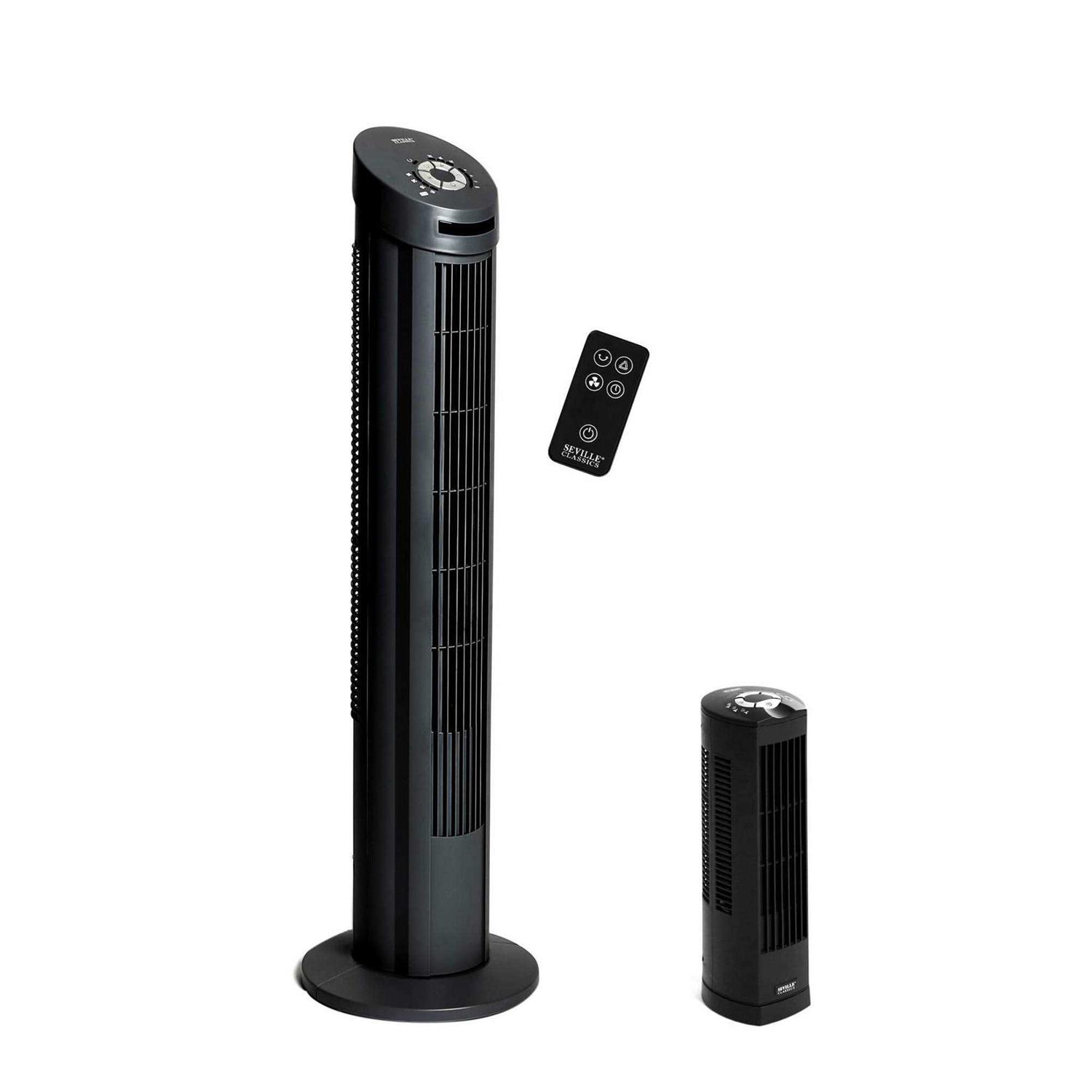 Seville Classics Black UltraSlimline Tower Fan Combo Pack