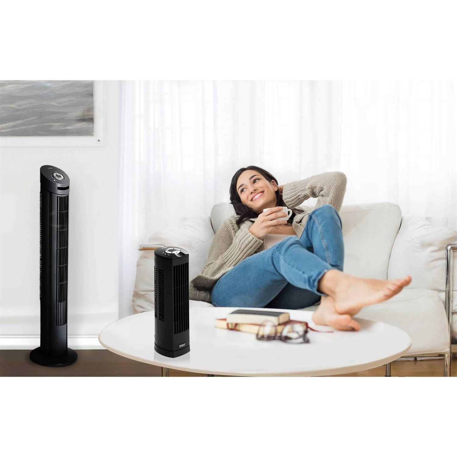 Seville Classics Black UltraSlimline Tower Fan Combo Pack - Image 2