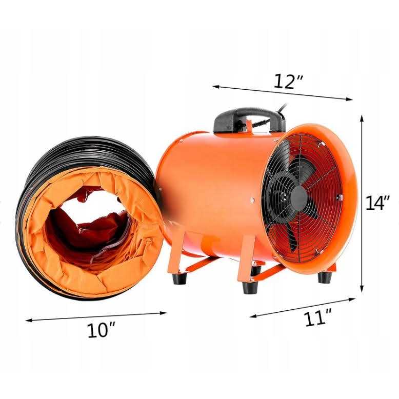 VEVOR Utility Blower Fan 10 Inch Portable Ventilator High Velocity Utility Blower Mighty Mini Low Noise with 5M Duct Hose - Image 3