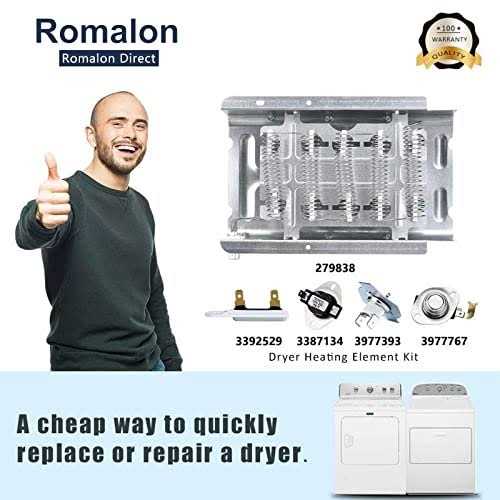 Romalon 2023 upgraded Dryer Heating Element 279838 W10724237 3977767 3392519 3403585 98% nickel for Whirlpool Kenmore Cabrio Maytag Roper Amana Heating - Image 5