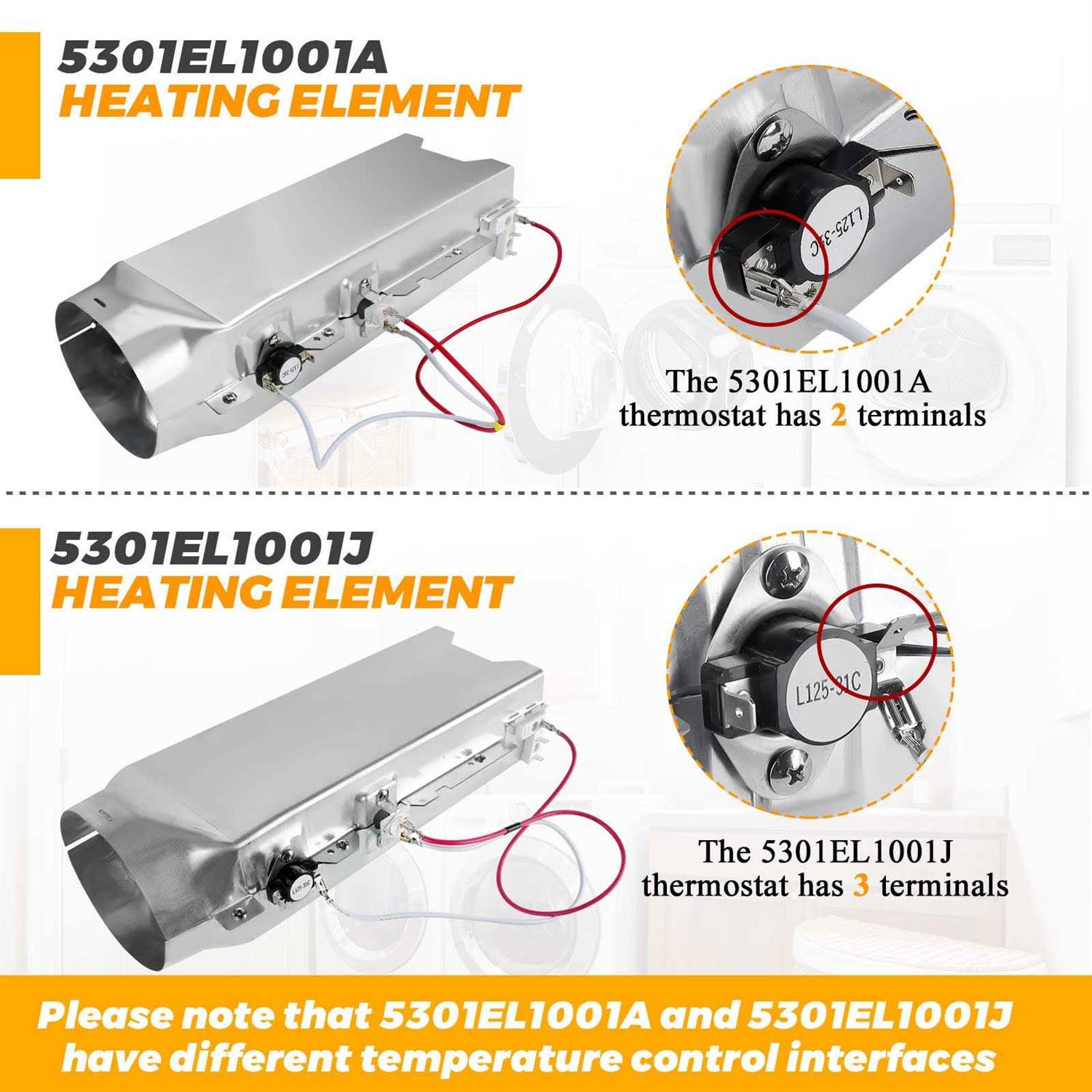 Techecook 5301EL1001A Dryer Heating Element Assembly Compatible with Ken-more L-G Dryer - Image 5