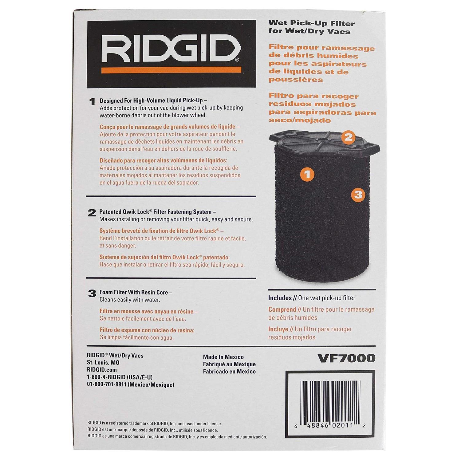 Ridgid vf7000 Genuine Replacement Foam Wet Application Only Vac Filter for Ridgid 5-20 Gallon Wet/dry Vacuums - Image 2