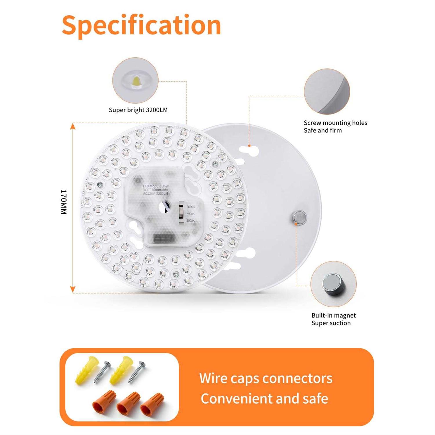 Tomosu Ceiling Fan Replacement Dimmable 3CCT 3000K/4000K/5000K - Image 3