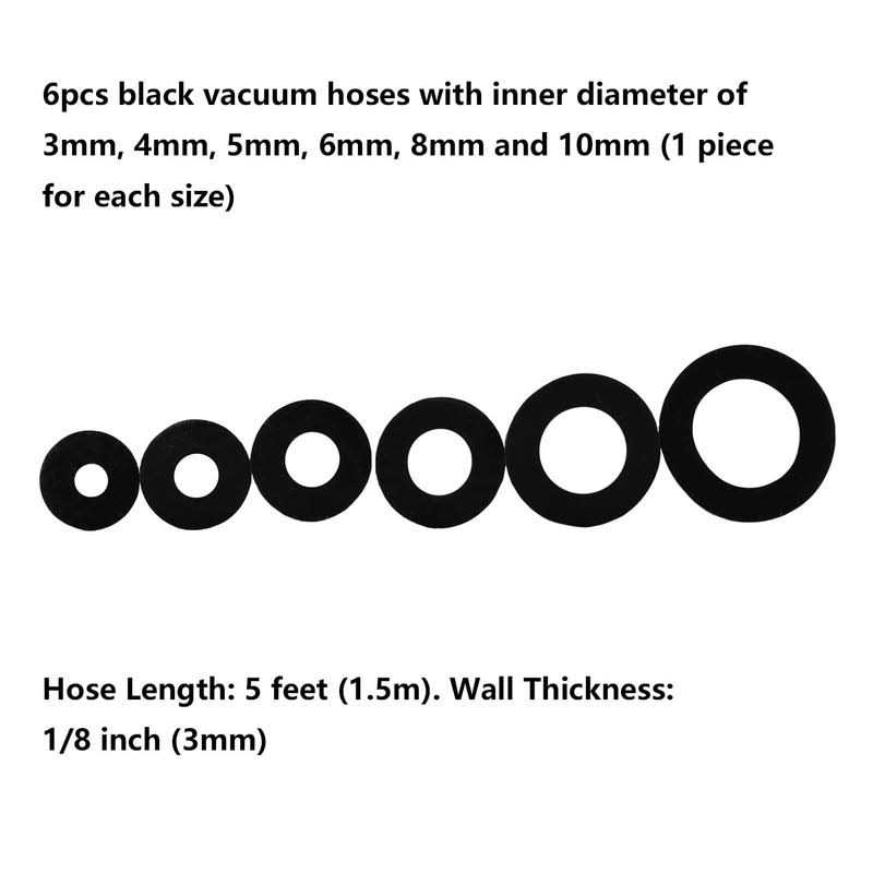 Ucreative 1/8 5/32 3/16 1/4 5/16 3/8 High Performance Automotive Silicone Vacuum Tubing Hose line Kit 6pcs 5ft - Image 4