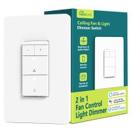 Treatlife Smart Ceiling Fan Control and Dimmer Light Switch, Neutral Wire Needed, 2.4Ghz Single Pole Wi-Fi Fan and Light Switch Combo