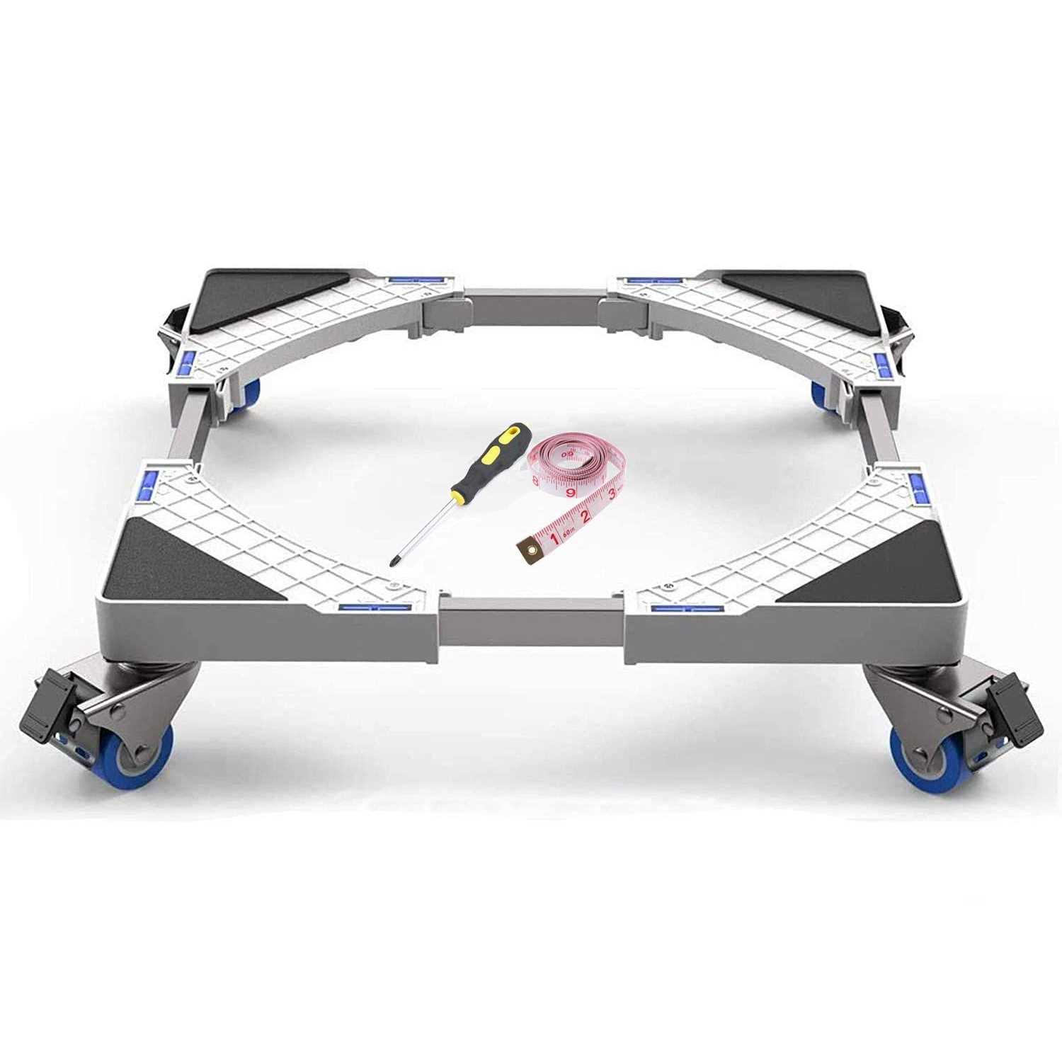 Washing Machine Stand Kalimdor Multi-functional Movable Adjustable Base Mobile Roller with 4×2 Locking Rubber Swivel Wheels for Washing Machine