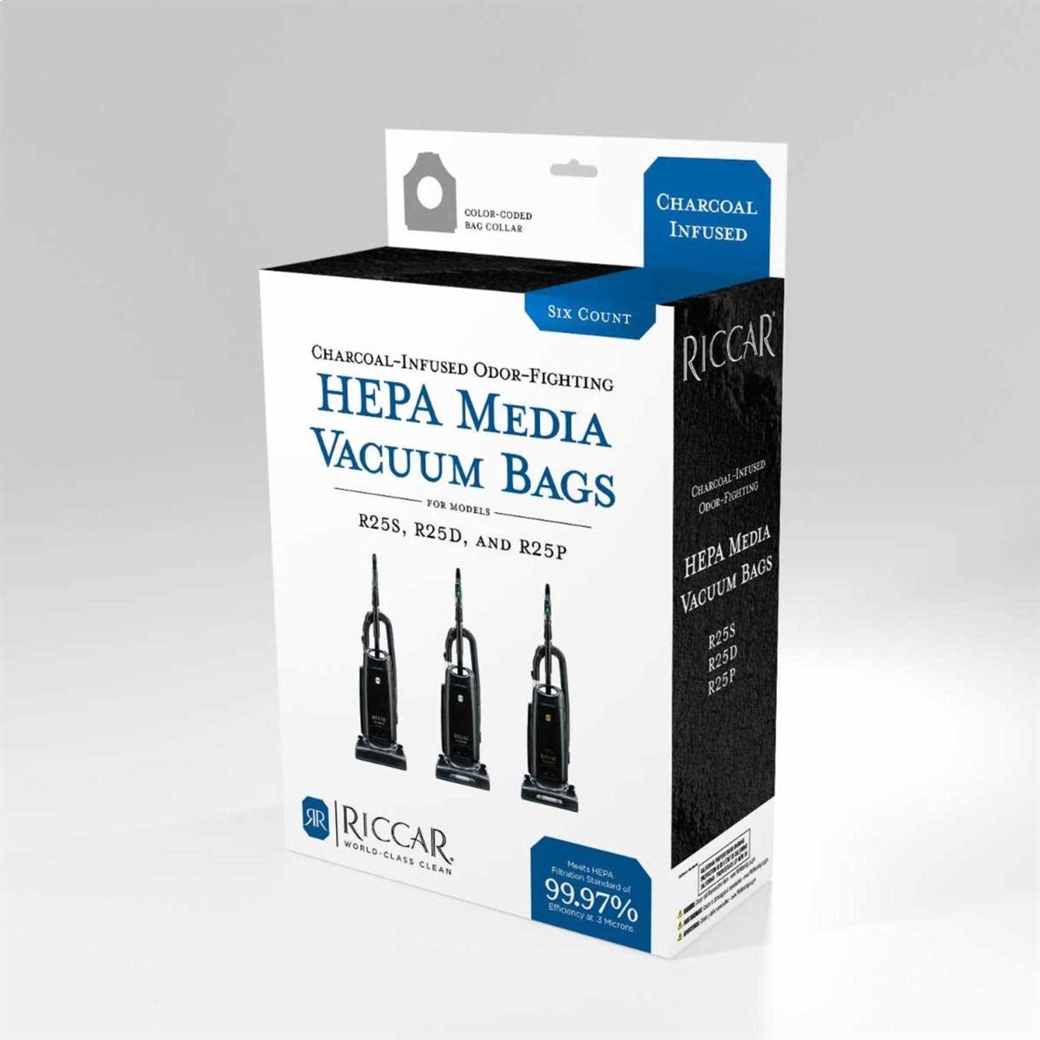 Riccar Charcoal-Lined HEPA Media Bags for R25 Series