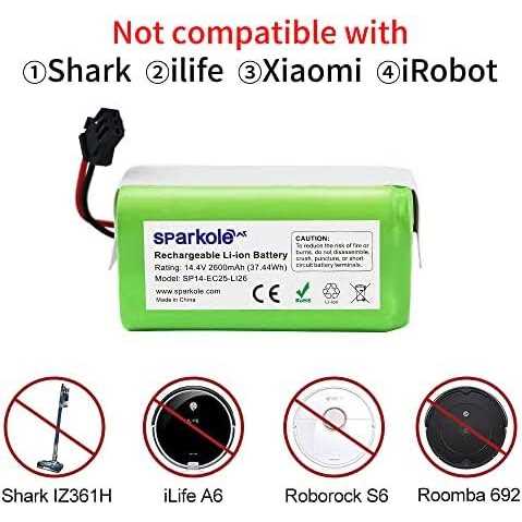 Sparkole 14.4V 2600mah Replacement Battery for Ecovacs Deebot N79s Deebot N8 - Image 2