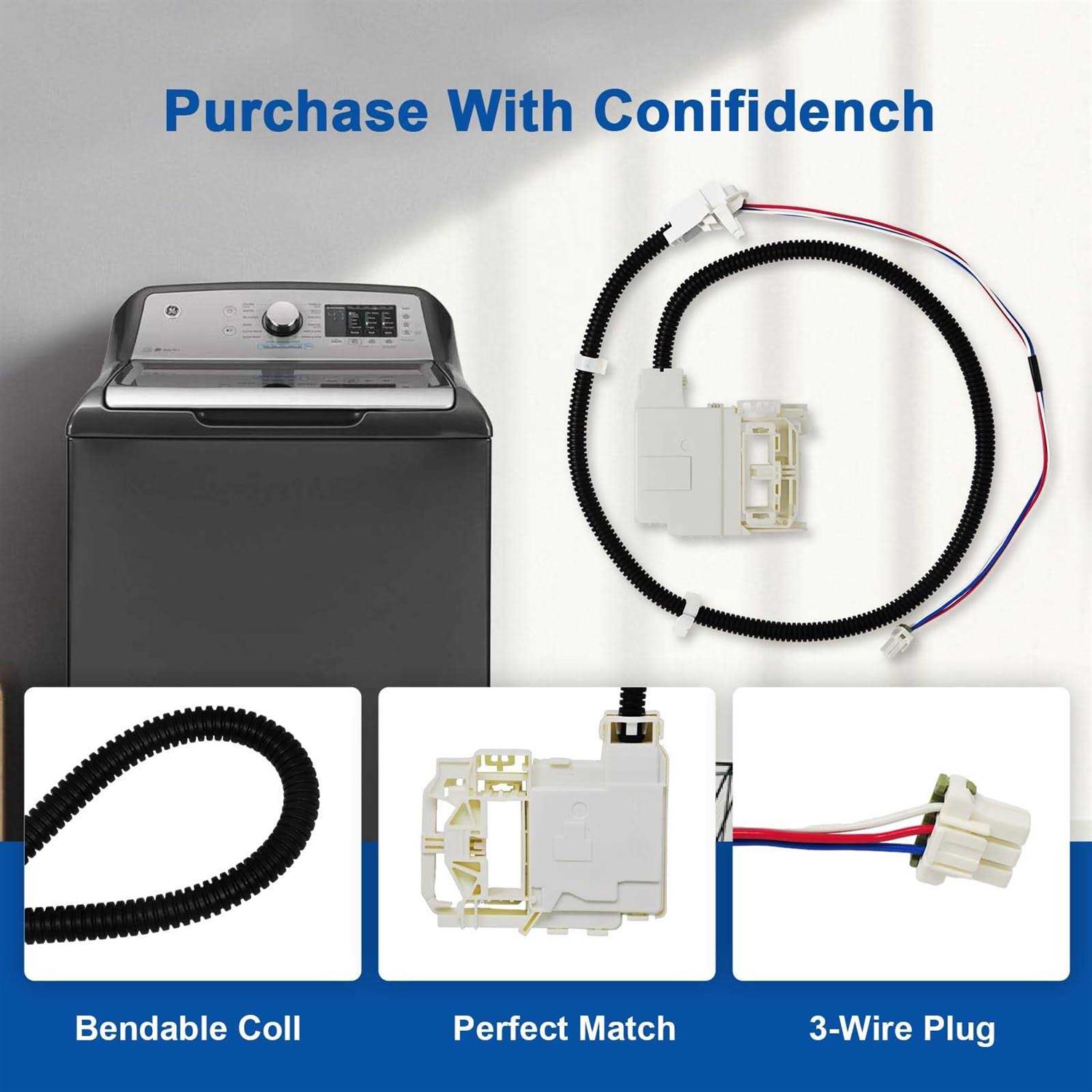 WH08X32657 WH08X31222 Washer lid lock and harness for GE - Image 3