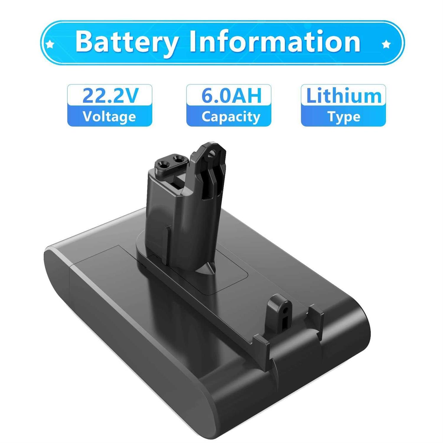 Upgraded 6.0Ah 22.2V DC35 Replacement Battery for Dyson Type B DC31 DC34 DC35 DC44 DC45 DC56 DC57 917083-01 Handheld Vacuum Cleaner - Image 2