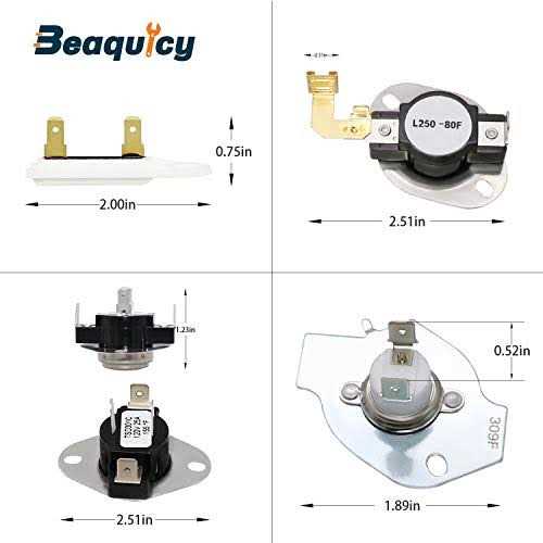 UPGRADE 3387134 Cycling Thermostat 3977393 & 3392519 Dryer Thermal Fuse 3977767 High-Limit Thermostat Replacement Kit by Beaquicy - Image 4