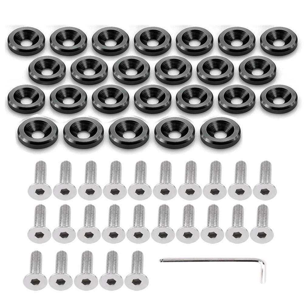 STETION 25 Pcs Fender Bumper Washer Bolt 6061 T6 Grade M6x20mm CNC Finishing Washer Engine Bay Dress Up Fastener Kit