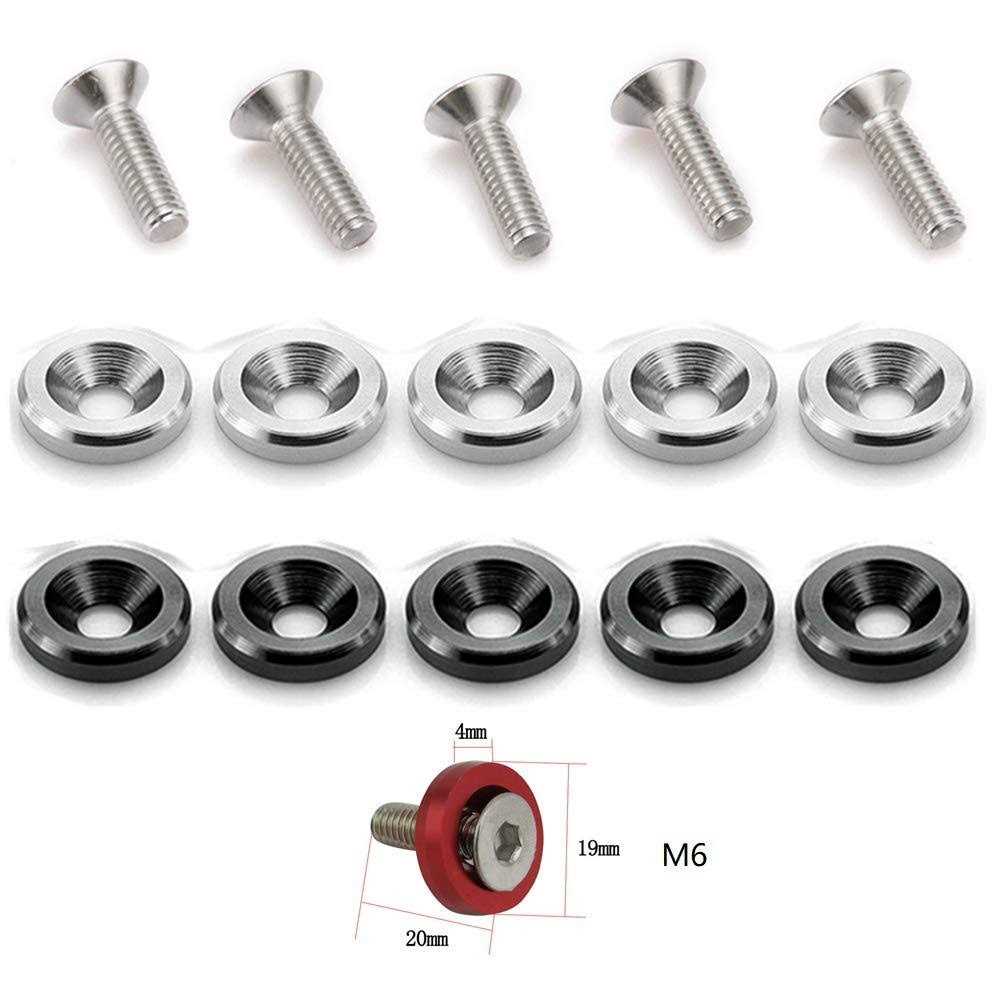 STETION 25 Pcs Fender Bumper Washer Bolt 6061 T6 Grade M6x20mm CNC Finishing Washer Engine Bay Dress Up Fastener Kit - Image 2