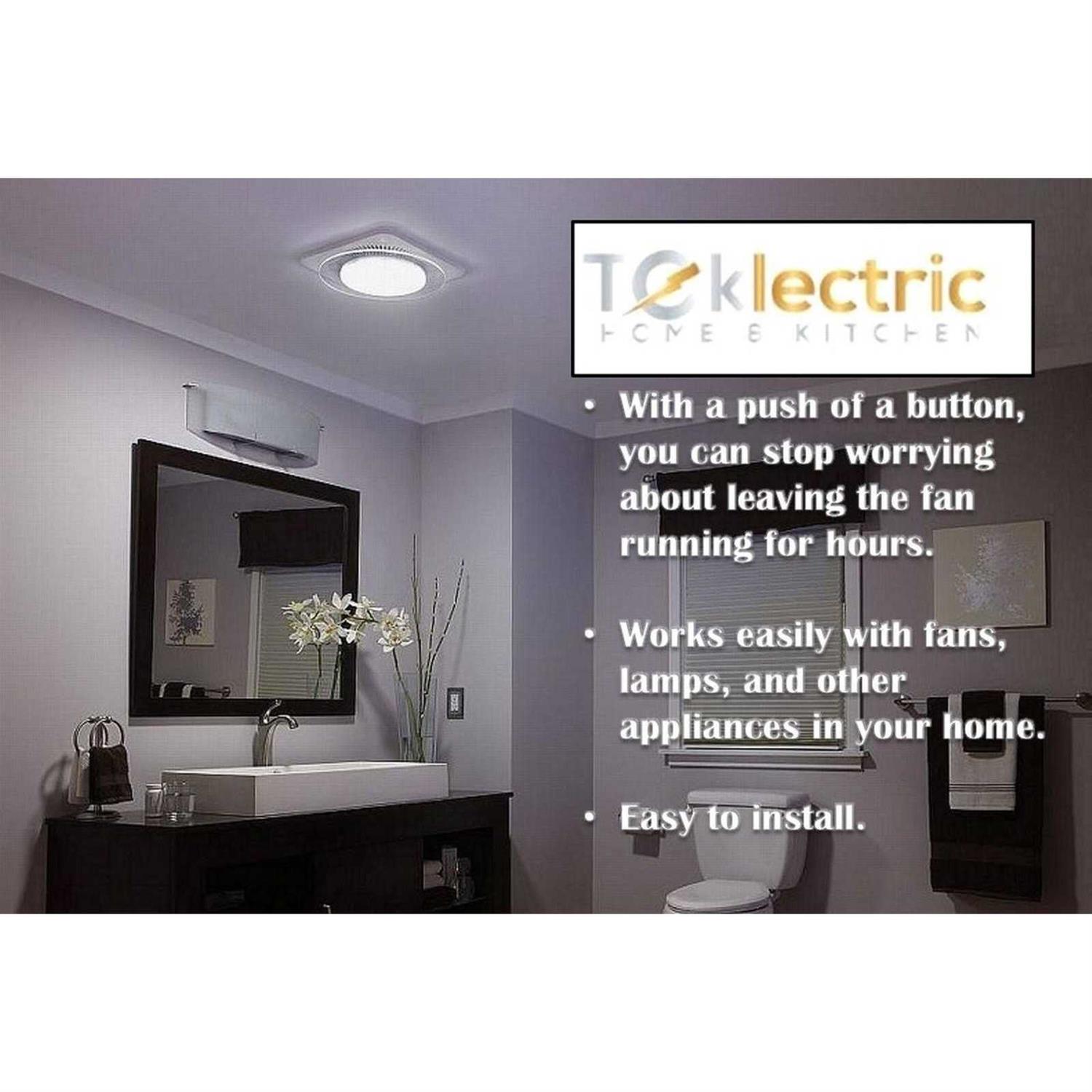 Teklectric Bathroom Fan Auto Shut Off 30-15-10-5 minute Preset Countdown Wall Switch Timer White 30-minute - Image 4