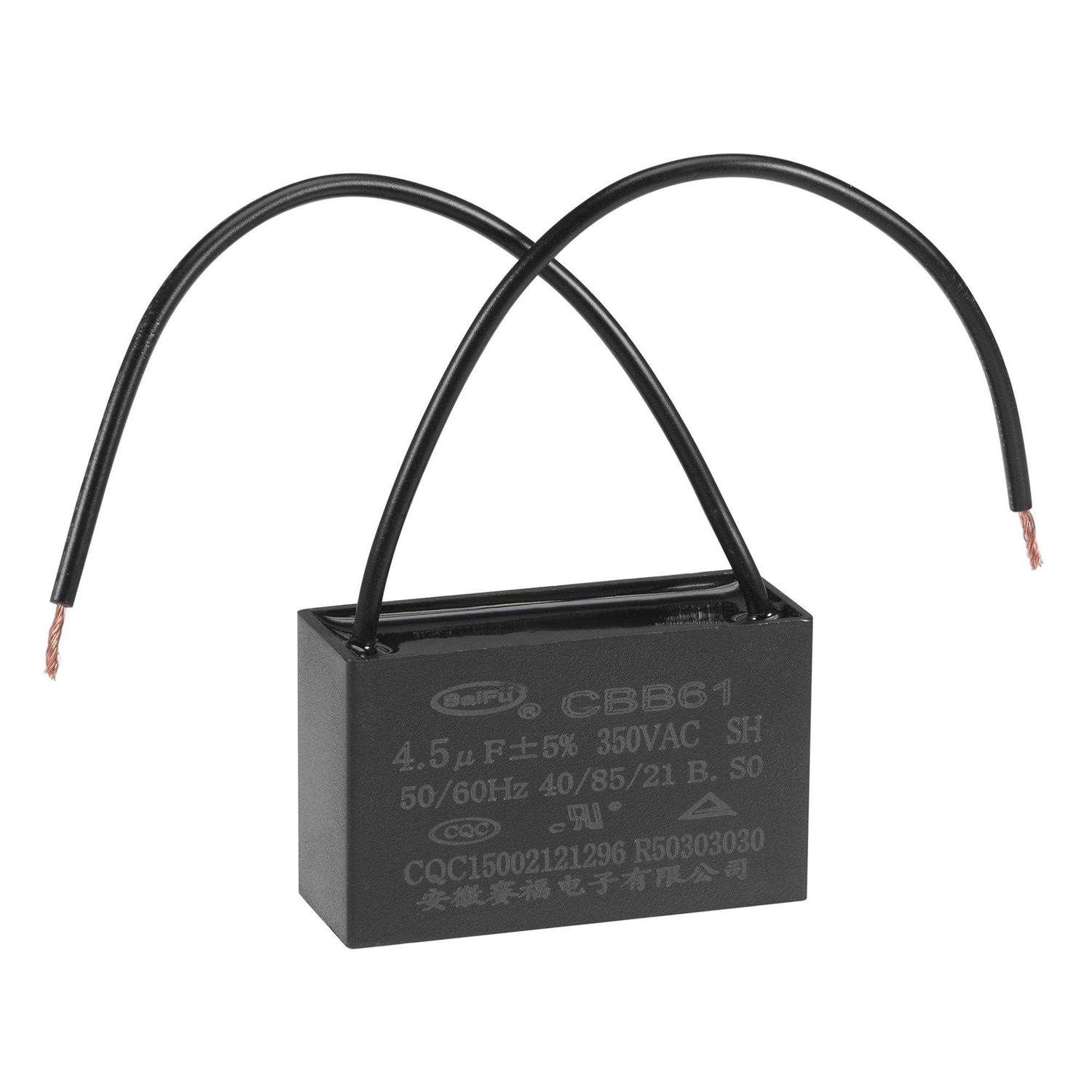 Uxcell Ceiling Fan Capacitor Cbb61 250v AC 2 Wires Metallized Polypropylene Film Capacitor Electric Fan Pump Motor Generator
