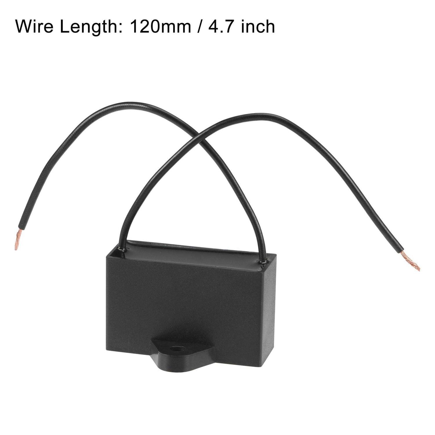 Uxcell Ceiling Fan Capacitor Cbb61 250v AC 2 Wires Metallized Polypropylene Film Capacitor Electric Fan Pump Motor Generator - Image 3