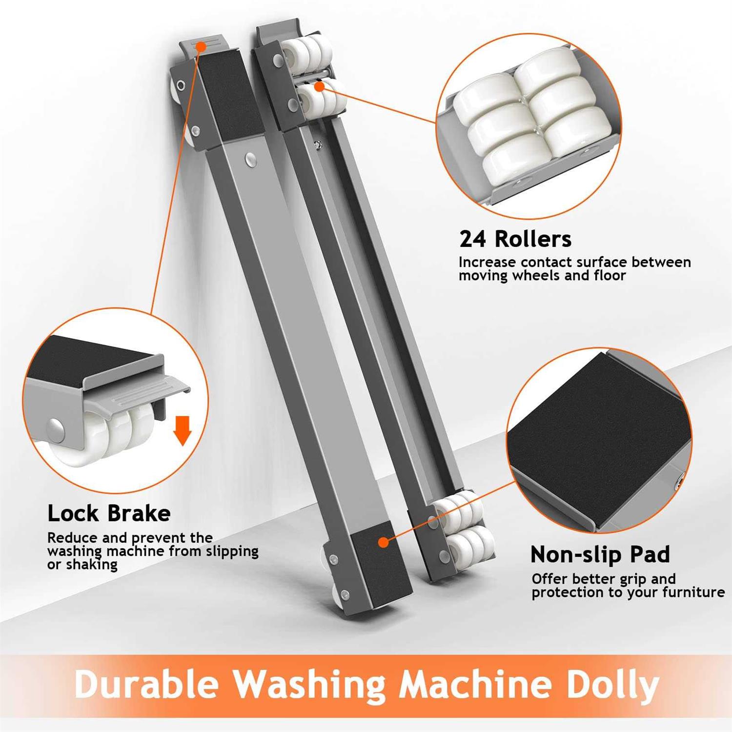 Ronlap Furniture Washing Machine Dolly Extendable Appliance Rollers Refrigerator Heavy Duty - Image 4