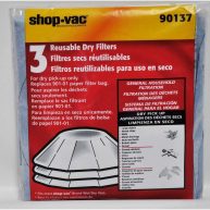 Shop Vac 3 Reusable Dry Filters 90137