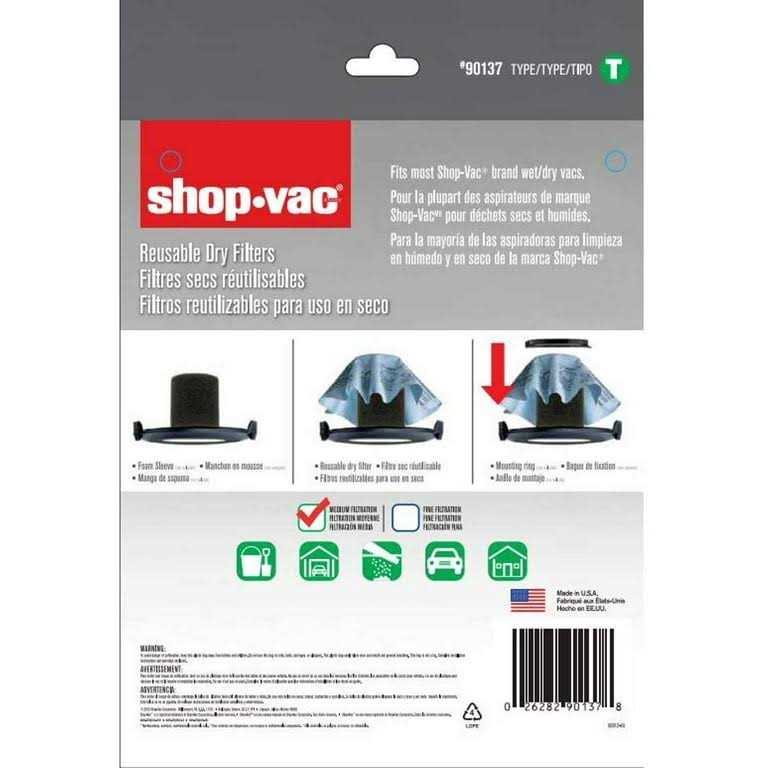 Shop Vac 3 Reusable Dry Filters 90137 - Image 2
