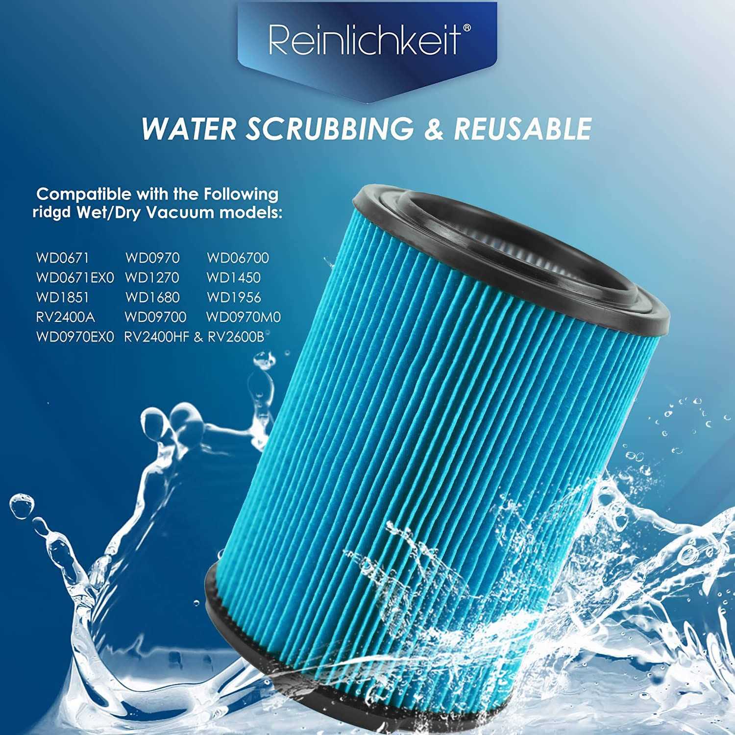 VF5000 3-Layer High-efficiency Fine Dust Replacement Filter for Wet Dry Vac Compatible with WD1450 WD0970 WD1270 WD09700 WD06700 WD1680 WD1851 - Image 4