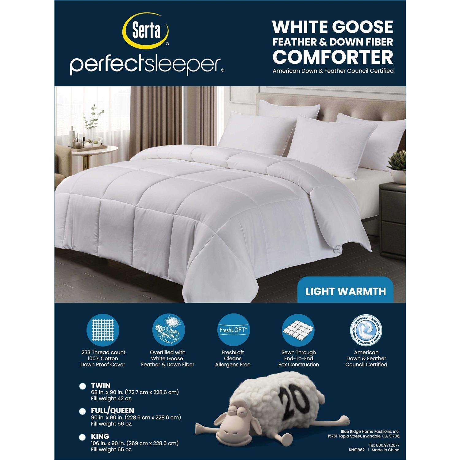Serta White Down Fiber & Feather Comforter - Image 3