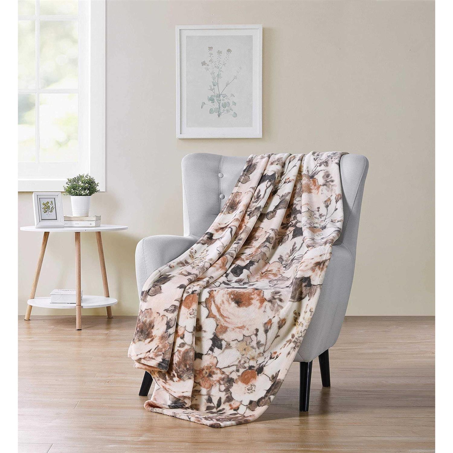 VCNY Decorative Throw Blanket Floral Design Accent for Couch - Image 4