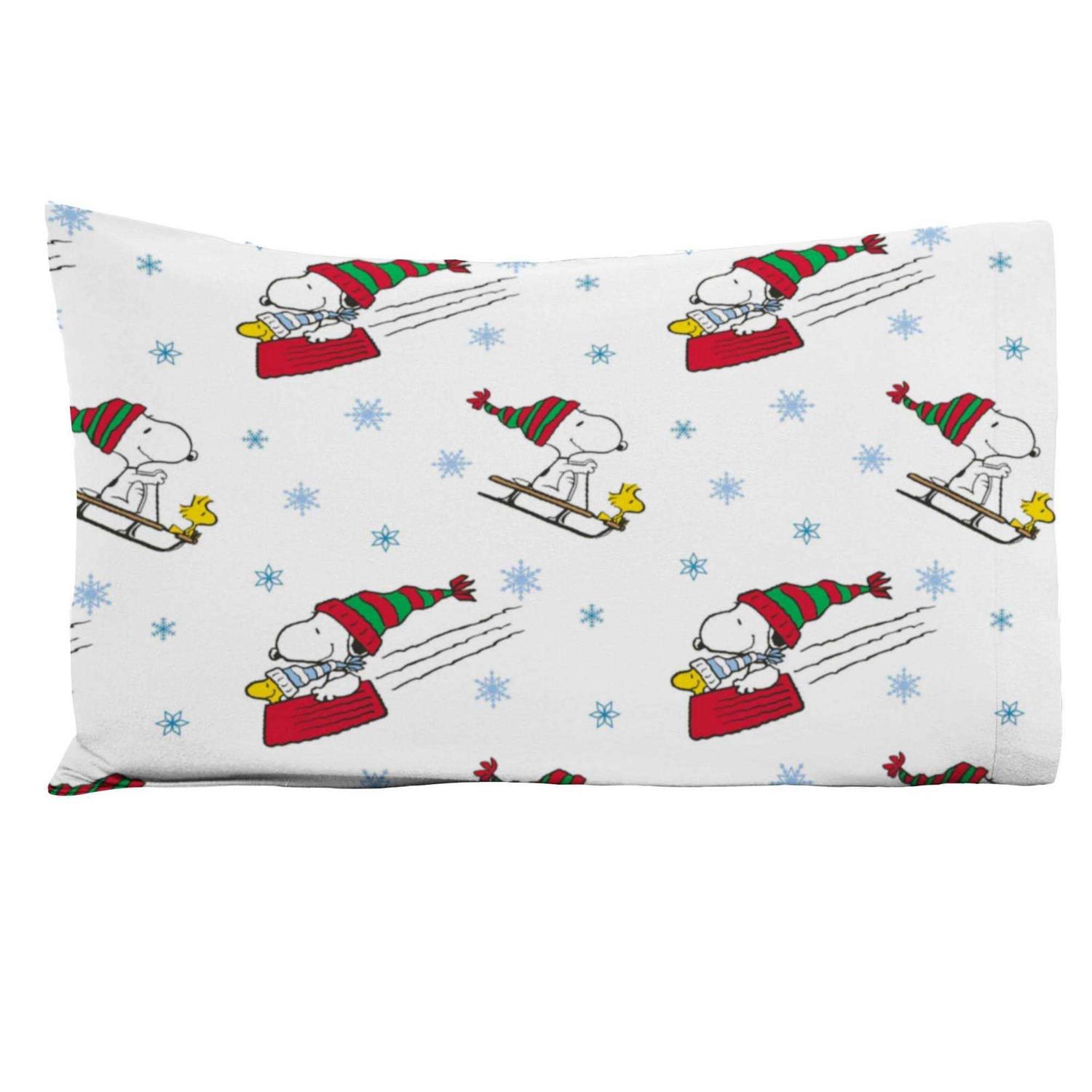 Twin Peanuts Sledding All The Way Flannel Kids’ Sheet Set - Image 5