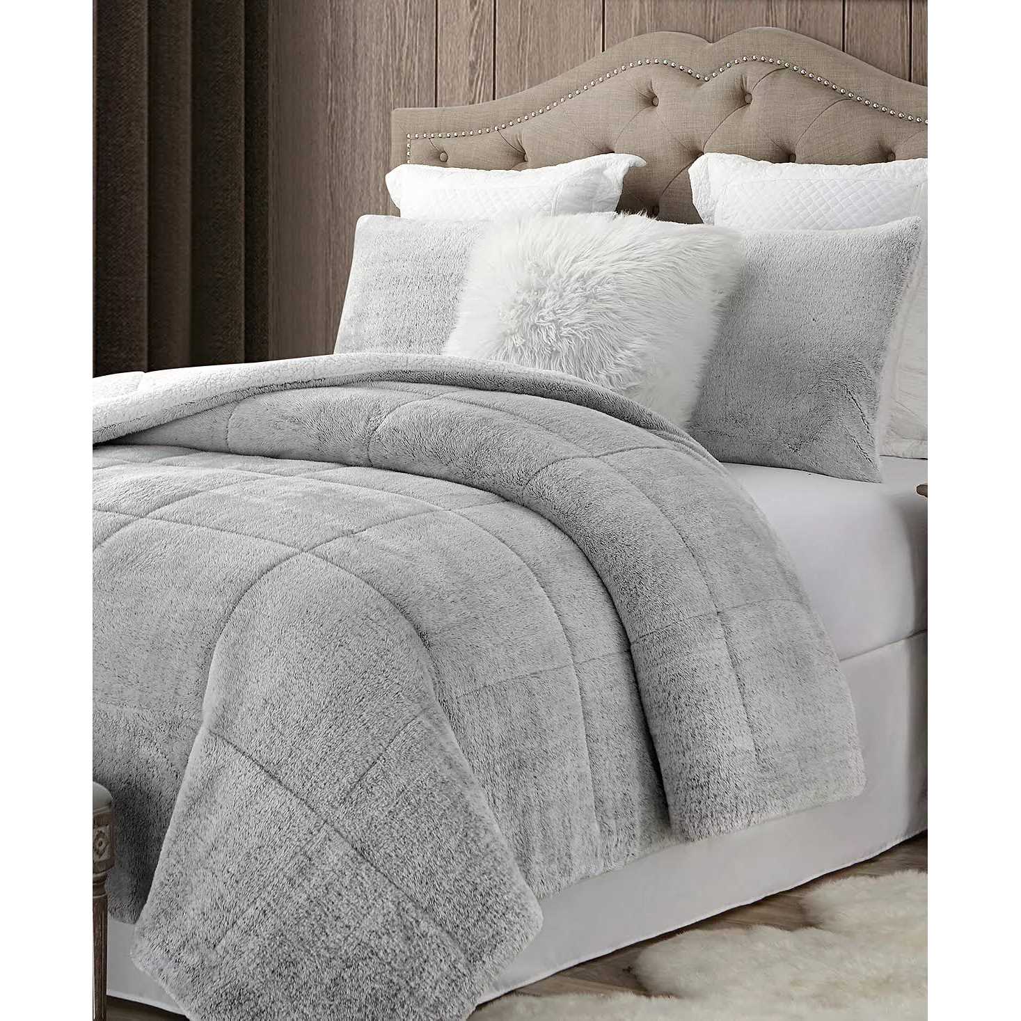 Swift Home Faux Fur and Sherpa Reverse Comforter Set Full/Queen - Image 2