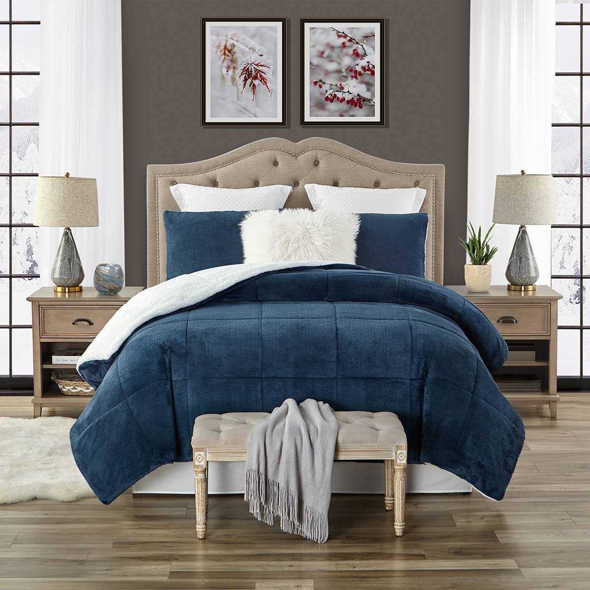 Swift Home Faux Fur and Sherpa Reverse Comforter Set Full/Queen - Image 3