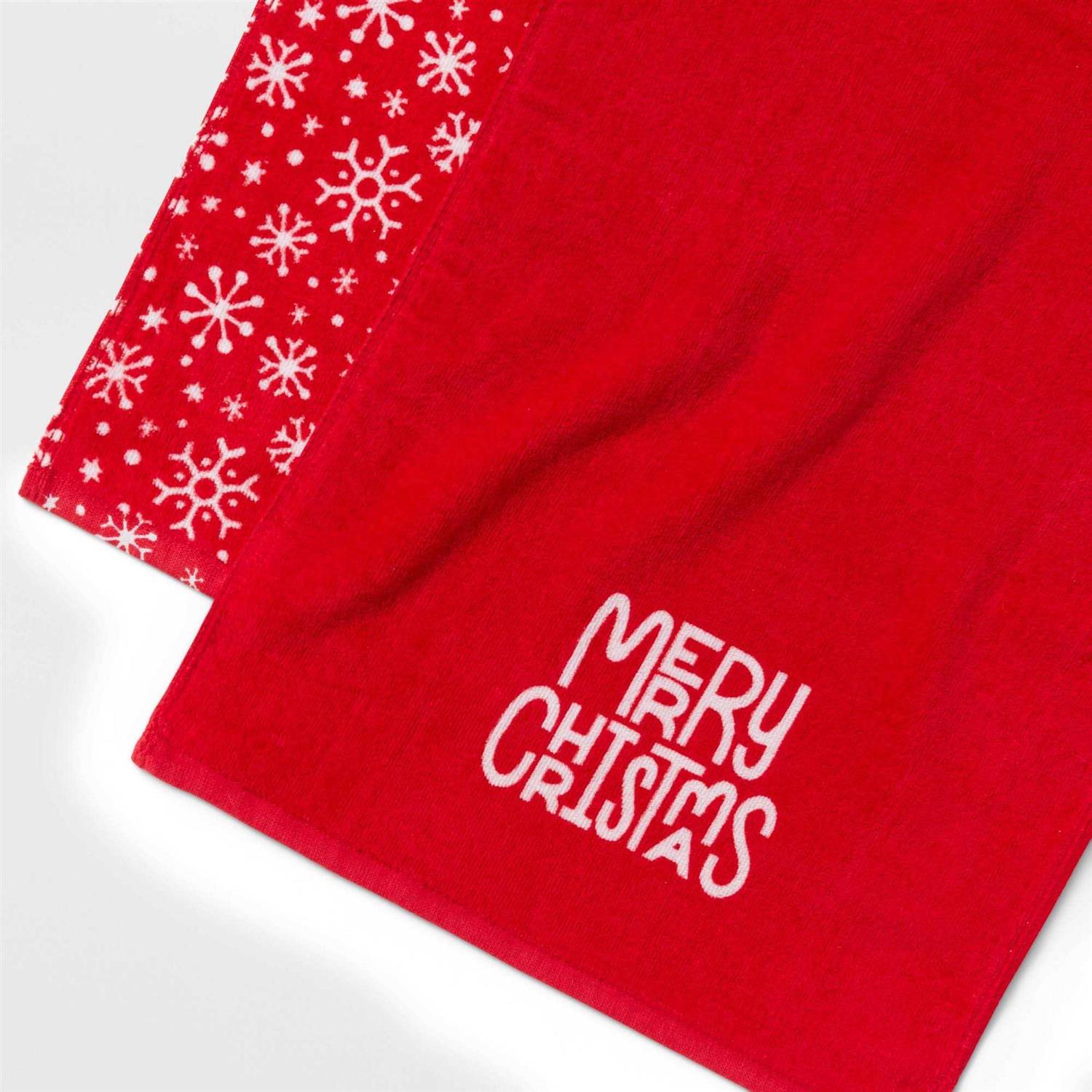 Wondershop 2pk Merry Christmas Hand Towel Set Red/White - Image 2