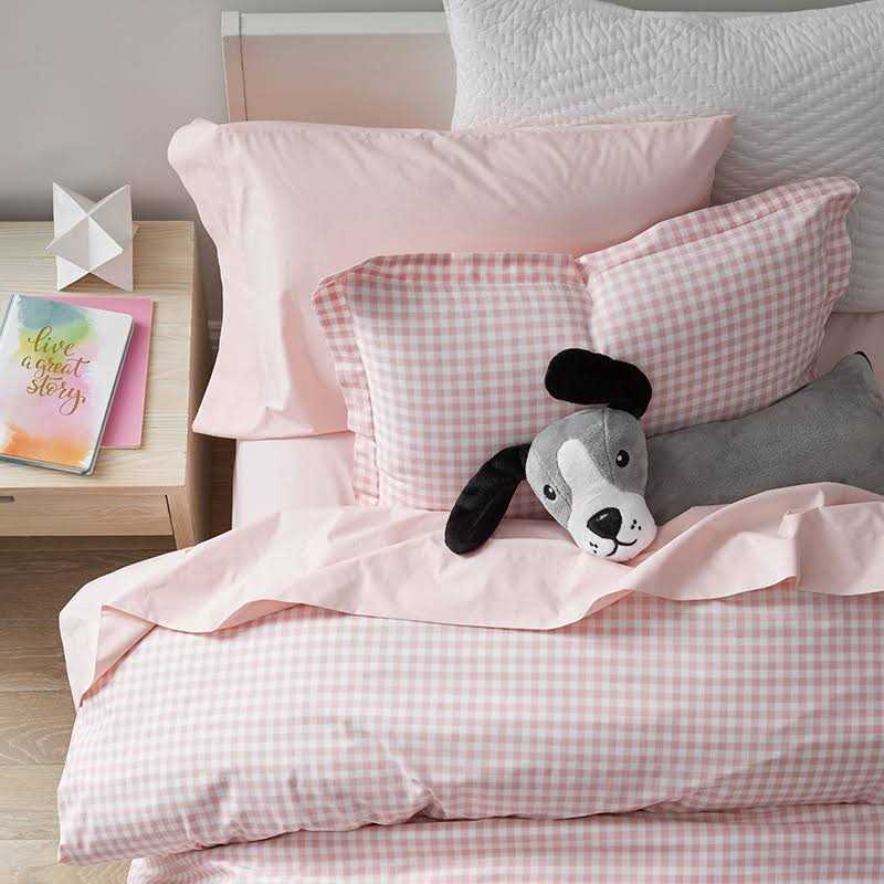 The Company Store Company Kids Gingham Plaid 200-Thread Count Organic Cotton Percale Sheet Set - Image 4