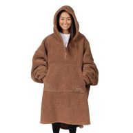 The Comfy Teddy Bear Quarter-Zip All Sherpa Wearable Blanket w/ Zipper