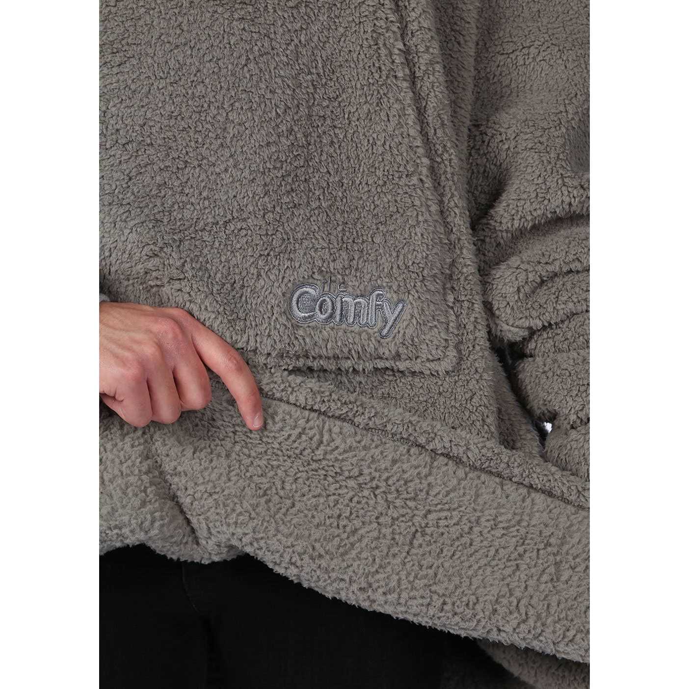 The Comfy Teddy Bear Quarter-Zip All Sherpa Wearable Blanket w/ Zipper - Image 2