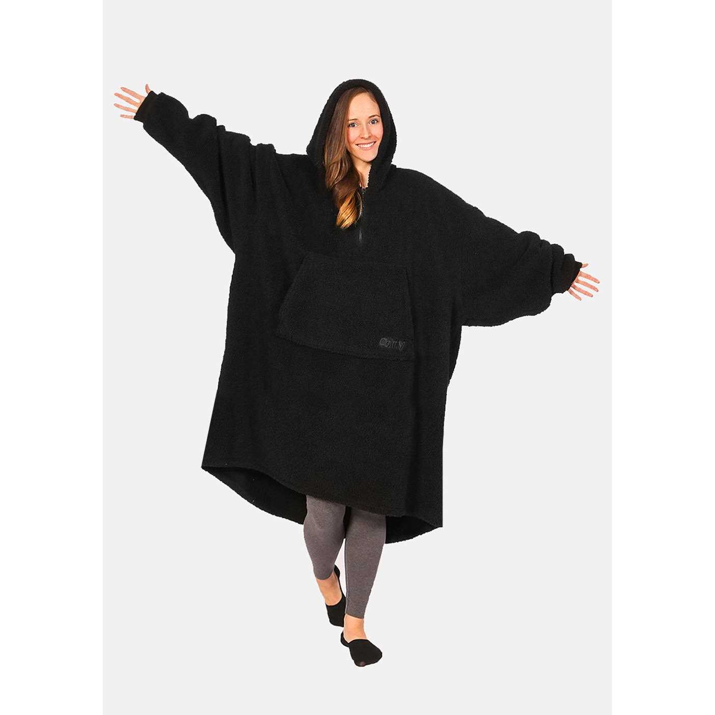 The Comfy Teddy Bear Quarter-Zip All Sherpa Wearable Blanket w/ Zipper - Image 3