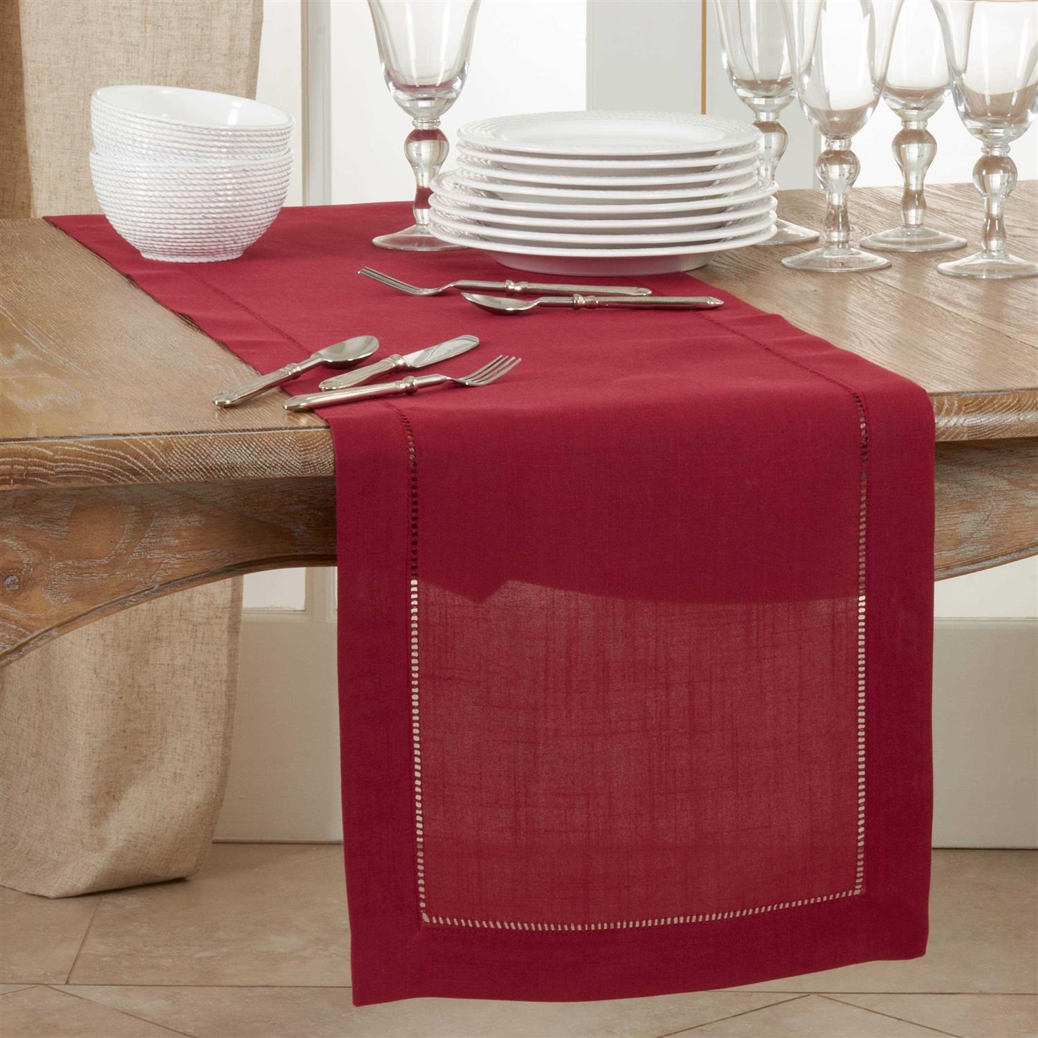 Saro Lifestyle Table Runner Hemstitched Border