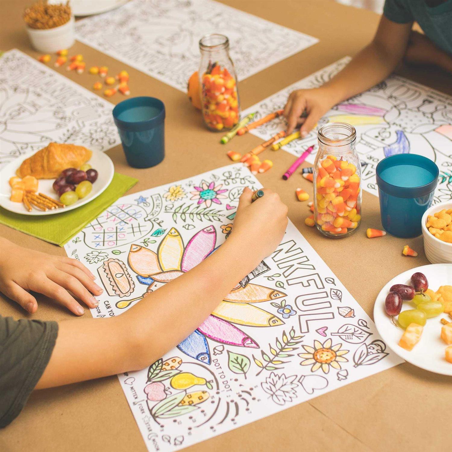 Tiny Expressions Fall Thanksgiving Coloring Placemats for Kids - Image 4