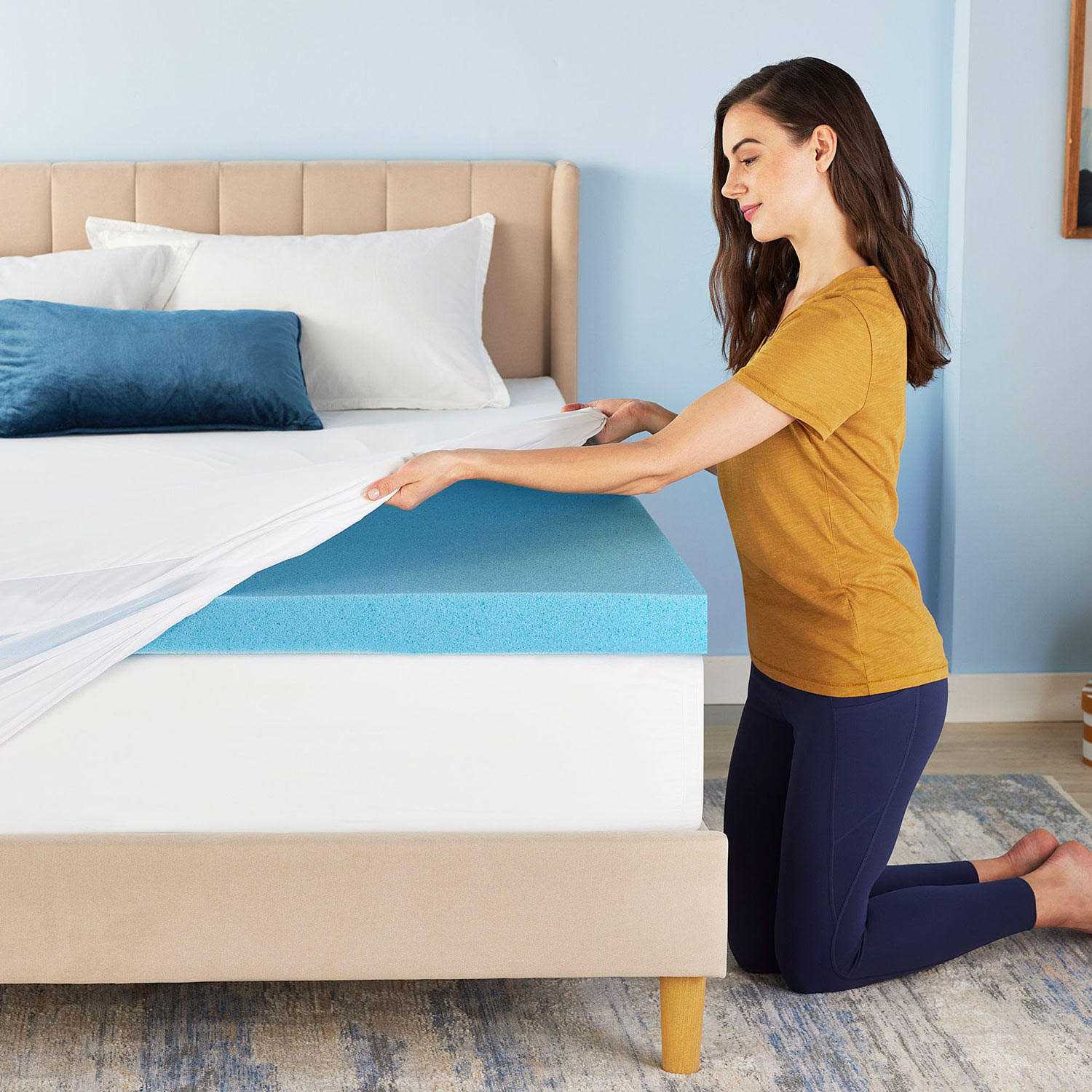 Serta 3′ Cool Nights Gel Memory Foam Mattress Topper - Image 2