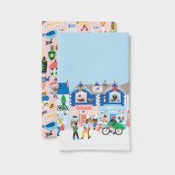 Wondershop 2pc Lucy Kirk Design Slub Christmas Kitchen Towel Pink/Blue