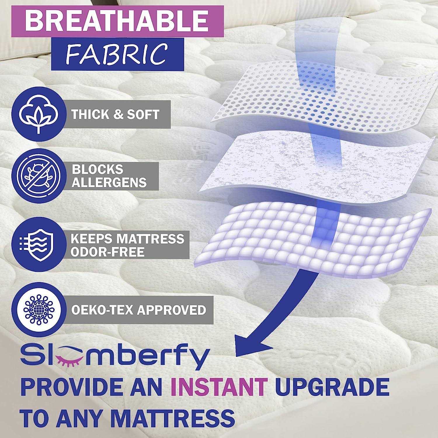 Slumberfy Waterproof Mattress Pad Hypoallergenic Mattress Pad - Image 5