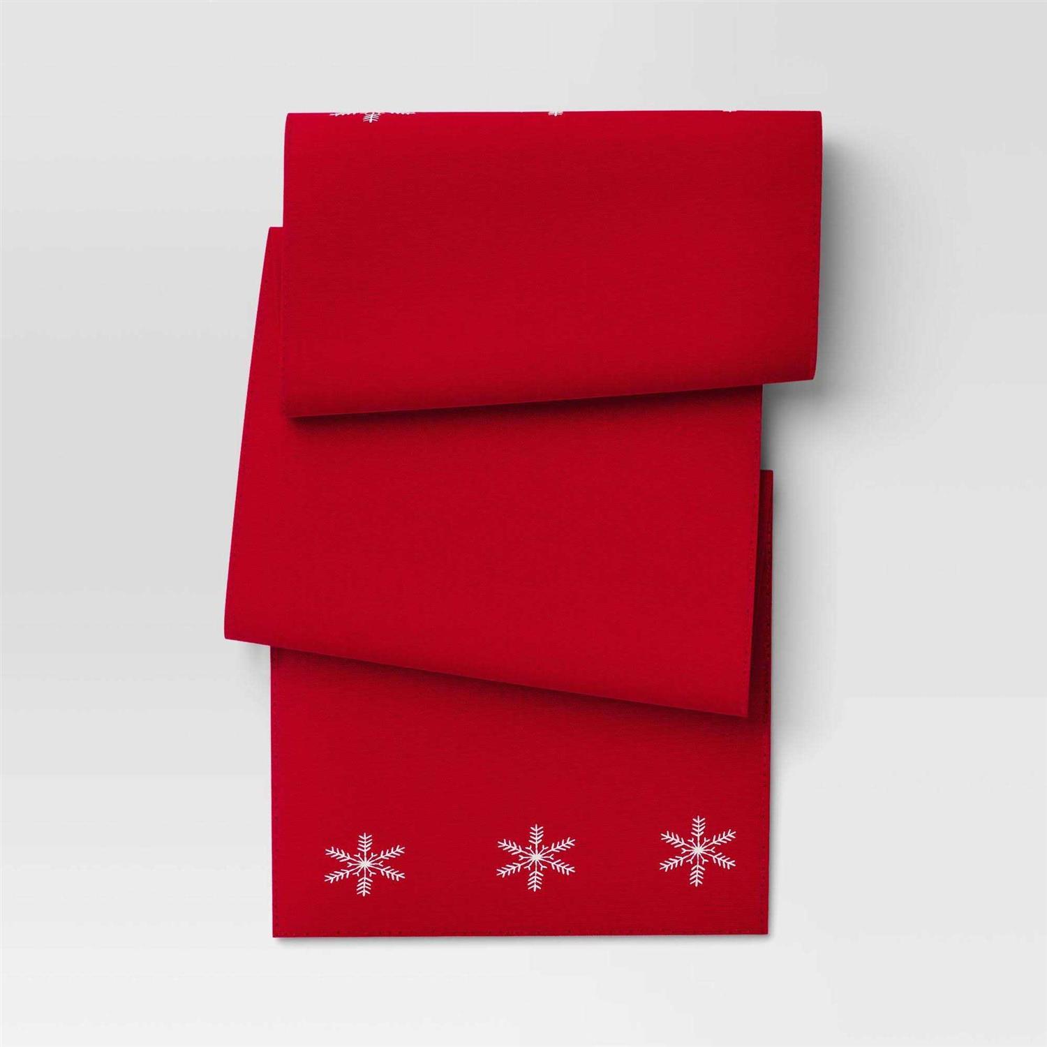 Threshold 72×14 Snowflake Table Runner Red