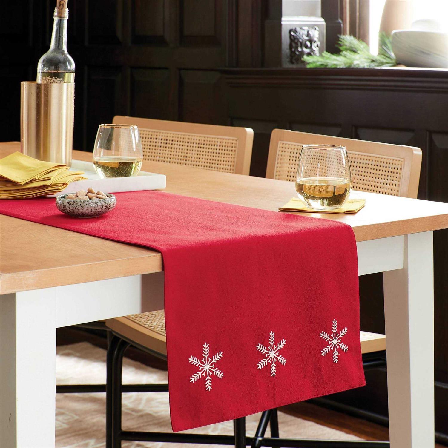 Threshold 72×14 Snowflake Table Runner Red - Image 2