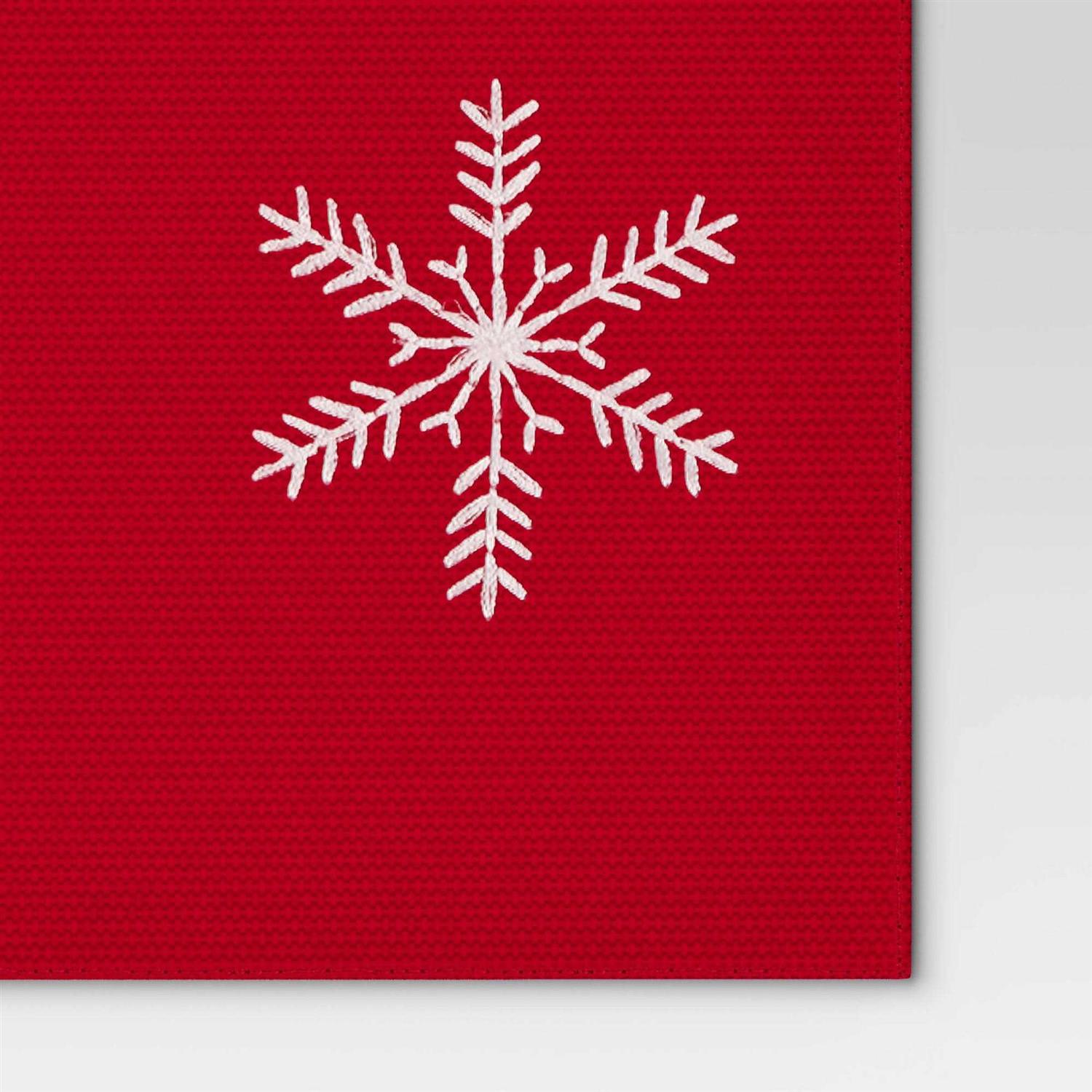 Threshold 72×14 Snowflake Table Runner Red - Image 3