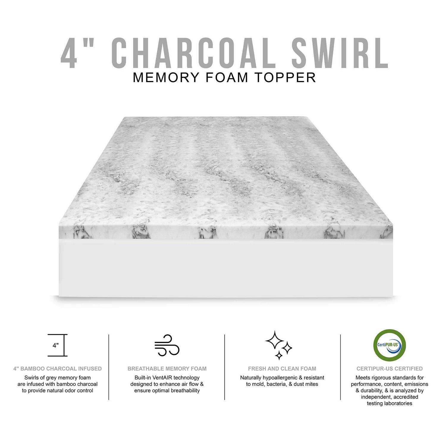 SensorPEDIC Bamboo Charcoal Infused Memory Foam Mattress Topper - Image 3
