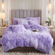 Uhamho Faux Fur Velvet Fluffy Bedding Duvet Cover Set Down Comforter Quilt Cover with Pillow Shams Ultra Soft Warm and Durable