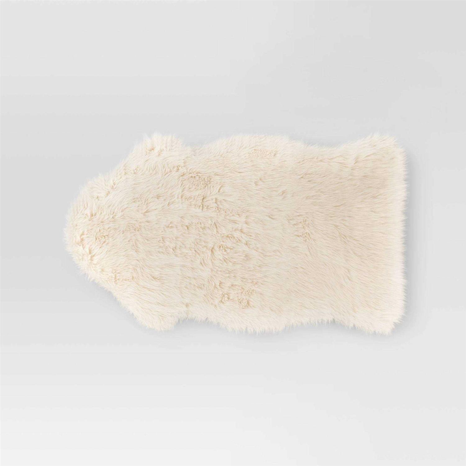 Threshold Faux Fur Pelt Throw Blanket Ivory
