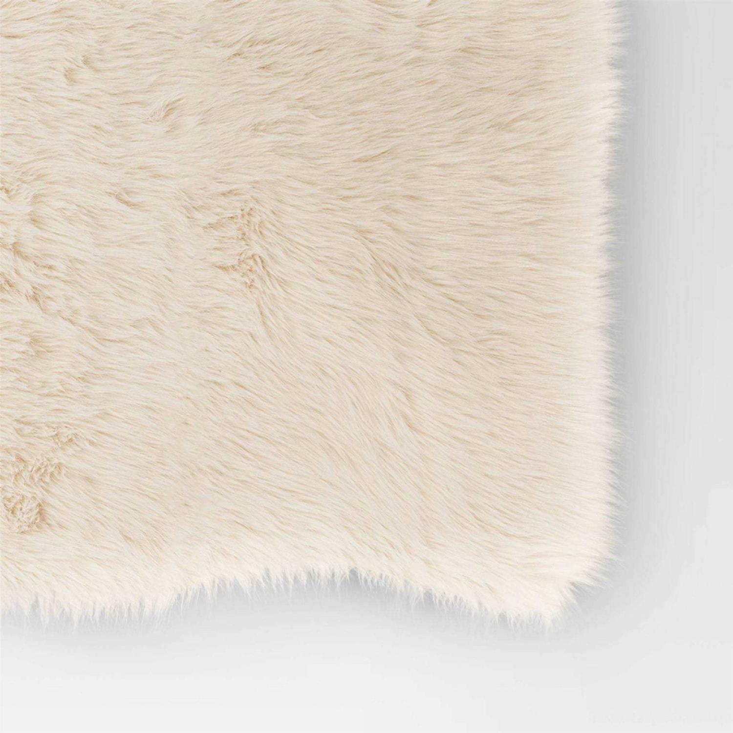 Threshold Faux Fur Pelt Throw Blanket Ivory - Image 2