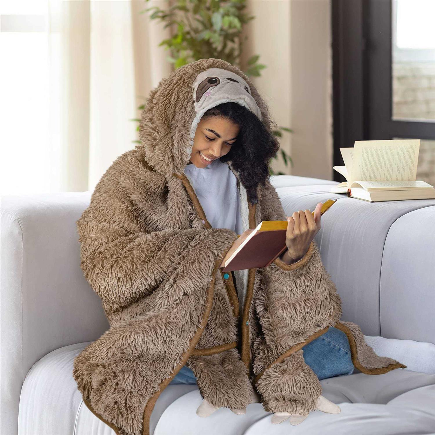Wearable Hooded Blanket For Adults Super Soft Warm Cozy Plush - Image 3